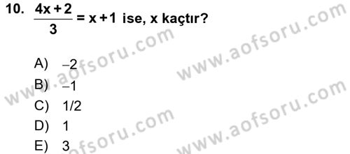 Okulöncesinde Matematik Eğitimi Dersi 2017 - 2018 Yılı (Vize) Ara Sınavı 10. Soru