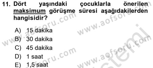 Okulöncesinde Matematik Eğitimi Dersi 2017 - 2018 Yılı (Vize) Ara Sınavı 11. Soru