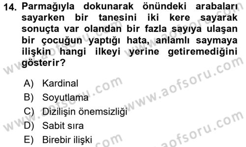 Okulöncesinde Matematik Eğitimi Dersi Ara Sınavı Deneme Sınav Soruları 14. Soru