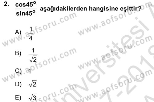 Okulöncesinde Matematik Eğitimi Dersi 2017 - 2018 Yılı (Vize) Ara Sınavı 2. Soru