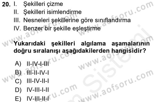 Okulöncesinde Matematik Eğitimi Dersi 2017 - 2018 Yılı (Final) Dönem Sonu Sınav Soruları 20. Soru
