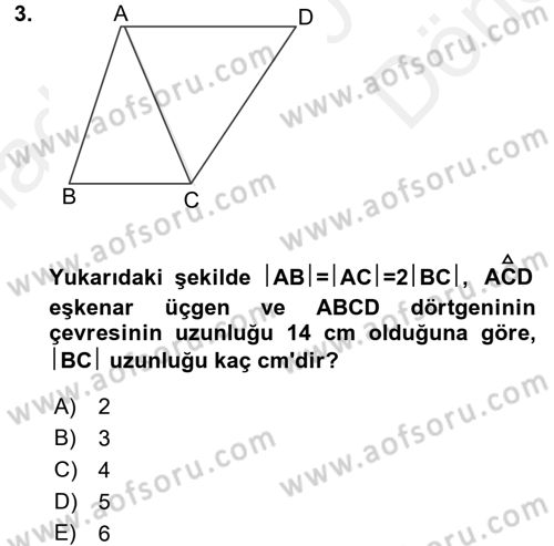 Okulöncesinde Matematik Eğitimi Dersi 2017 - 2018 Yılı (Final) Dönem Sonu Sınav Soruları 3. Soru