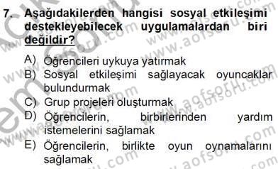 Özel Eğitim Dersi 2012 - 2013 Yılı (Final) Dönem Sonu Sınav Soruları 7. Soru