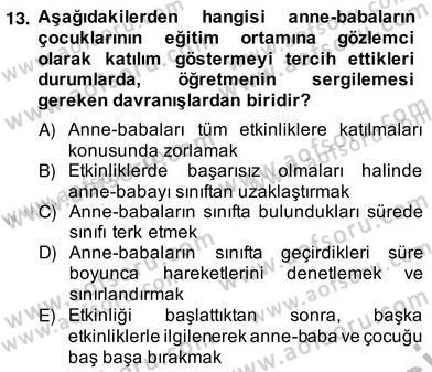 Özel Eğitim Dersi 2013 - 2014 Yılı (Vize) Ara Sınav Soruları 13. Soru