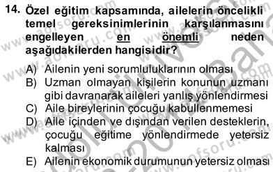 Özel Eğitim Dersi 2013 - 2014 Yılı (Vize) Ara Sınav Soruları 14. Soru