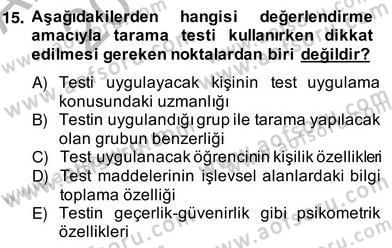 Özel Eğitim Dersi 2013 - 2014 Yılı (Vize) Ara Sınav Soruları 15. Soru