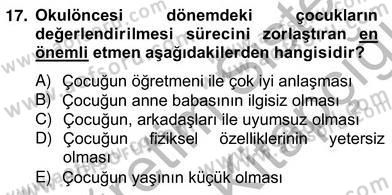 Özel Eğitim Dersi 2013 - 2014 Yılı (Vize) Ara Sınav Soruları 17. Soru