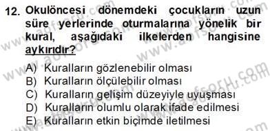 Özel Eğitim Dersi 2013 - 2014 Yılı (Final) Dönem Sonu Sınav Soruları 12. Soru