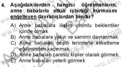 Özel Eğitim Dersi 2013 - 2014 Yılı (Final) Dönem Sonu Sınav Soruları 4. Soru