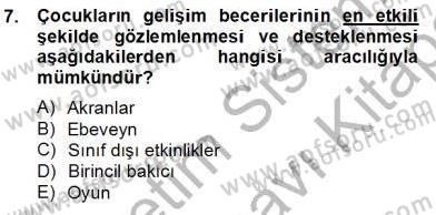 Özel Eğitim Dersi 2013 - 2014 Yılı (Final) Dönem Sonu Sınav Soruları 7. Soru