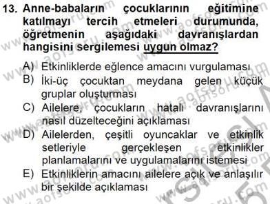 Özel Eğitim Dersi 2014 - 2015 Yılı (Vize) Ara Sınav Soruları 13. Soru