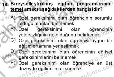Özel Eğitim Dersi 2014 - 2015 Yılı (Vize) Ara Sınav Soruları 18. Soru