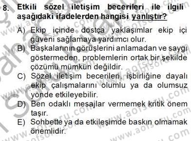 Özel Eğitim Dersi 2014 - 2015 Yılı (Vize) Ara Sınav Soruları 8. Soru
