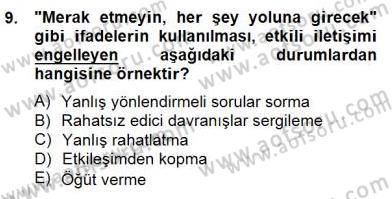 Özel Eğitim Dersi 2014 - 2015 Yılı (Vize) Ara Sınav Soruları 9. Soru