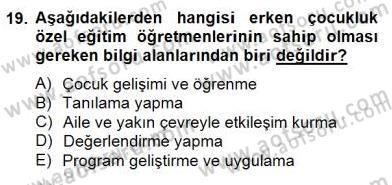 Özel Eğitim Dersi 2014 - 2015 Yılı (Final) Dönem Sonu Sınav Soruları 19. Soru