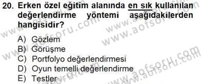 Özel Eğitim Dersi 2014 - 2015 Yılı (Final) Dönem Sonu Sınav Soruları 20. Soru
