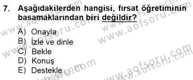 Özel Eğitim Dersi 2014 - 2015 Yılı (Final) Dönem Sonu Sınav Soruları 7. Soru