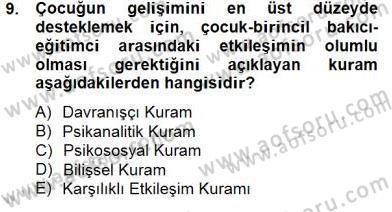 Özel Eğitim Dersi 2014 - 2015 Yılı (Final) Dönem Sonu Sınav Soruları 9. Soru