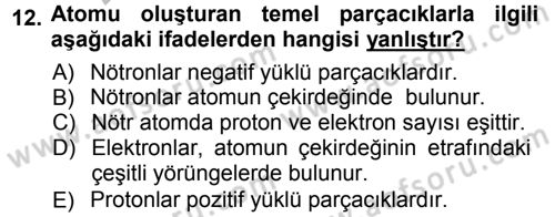 Okulöncesinde Fen Eğitimi Dersi Ara Sınavı Deneme Sınav Soruları 12. Soru