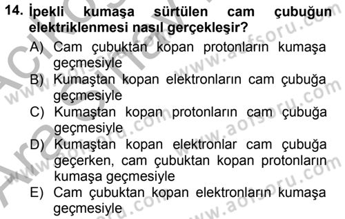 Okulöncesinde Fen Eğitimi Dersi Ara Sınavı Deneme Sınav Soruları 14. Soru