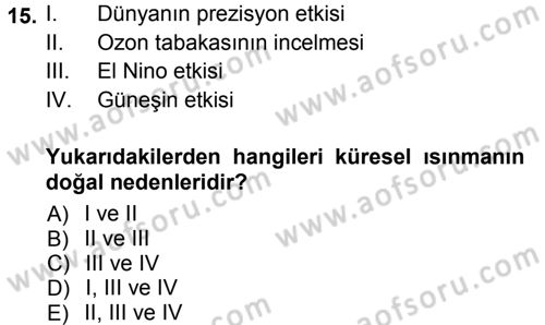 Okulöncesinde Fen Eğitimi Dersi Ara Sınavı Deneme Sınav Soruları 15. Soru
