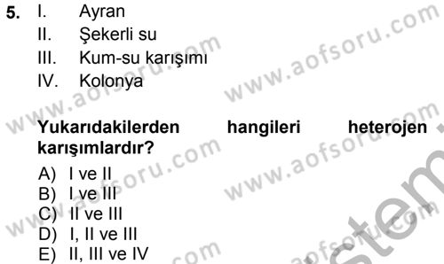 Okulöncesinde Fen Eğitimi Dersi Ara Sınavı Deneme Sınav Soruları 5. Soru