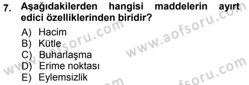 Okulöncesinde Fen Eğitimi Dersi Ara Sınavı Deneme Sınav Soruları 7. Soru
