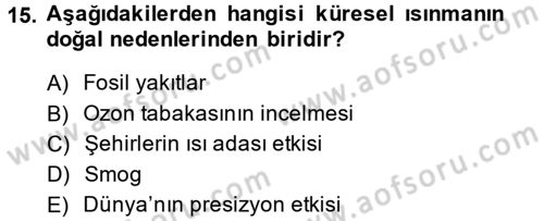 Okulöncesinde Fen Eğitimi Dersi Ara Sınavı Deneme Sınav Soruları 15. Soru