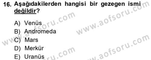 Okulöncesinde Fen Eğitimi Dersi Ara Sınavı Deneme Sınav Soruları 16. Soru