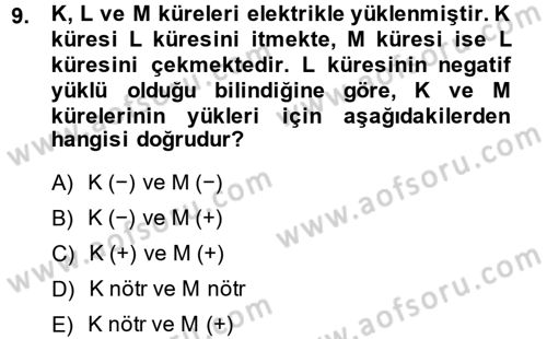 Okulöncesinde Fen Eğitimi Dersi Ara Sınavı Deneme Sınav Soruları 9. Soru