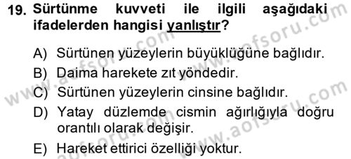 Okulöncesinde Fen Eğitimi Dersi 2013 - 2014 Yılı (Final) Dönem Sonu Sınav Soruları 19. Soru