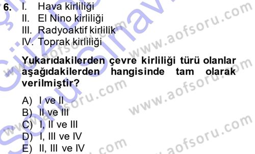 Okulöncesinde Fen Eğitimi Dersi 2013 - 2014 Yılı (Final) Dönem Sonu Sınav Soruları 6. Soru