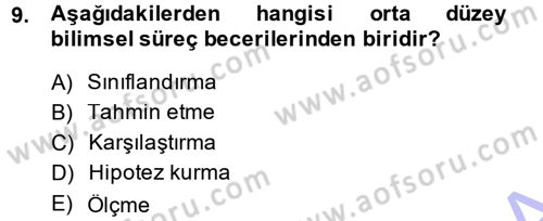 Okulöncesinde Fen Eğitimi Dersi 2013 - 2014 Yılı (Final) Dönem Sonu Sınav Soruları 9. Soru