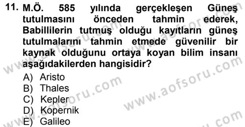 Okulöncesinde Fen Eğitimi Dersi 2013 - 2014 Yılı Tek Ders Sınav Soruları 11. Soru