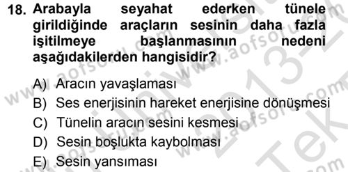 Okulöncesinde Fen Eğitimi Dersi 2013 - 2014 Yılı Tek Ders Sınav Soruları 18. Soru