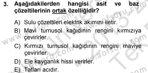 Okulöncesinde Fen Eğitimi Dersi 2013 - 2014 Yılı Tek Ders Sınav Soruları 3. Soru