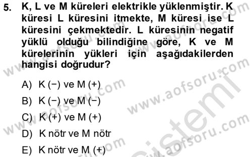 Okulöncesinde Fen Eğitimi Dersi 2013 - 2014 Yılı Tek Ders Sınav Soruları 5. Soru
