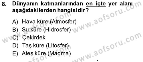 Okulöncesinde Fen Eğitimi Dersi 2013 - 2014 Yılı Tek Ders Sınav Soruları 8. Soru