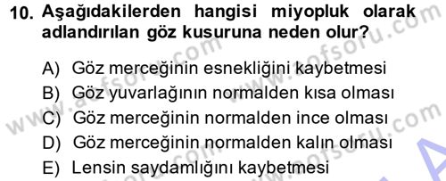 Okulöncesinde Fen Eğitimi Dersi 2014 - 2015 Yılı (Vize) Ara Sınavı 10. Soru