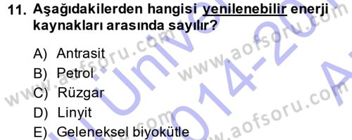 Okulöncesinde Fen Eğitimi Dersi 2014 - 2015 Yılı (Vize) Ara Sınavı 11. Soru