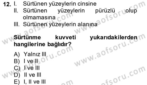 Okulöncesinde Fen Eğitimi Dersi 2014 - 2015 Yılı (Vize) Ara Sınavı 12. Soru
