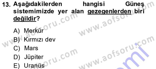 Okulöncesinde Fen Eğitimi Dersi 2014 - 2015 Yılı (Vize) Ara Sınavı 13. Soru