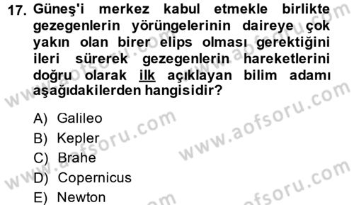 Okulöncesinde Fen Eğitimi Dersi 2014 - 2015 Yılı (Vize) Ara Sınavı 17. Soru