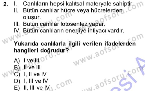 Okulöncesinde Fen Eğitimi Dersi 2014 - 2015 Yılı (Vize) Ara Sınavı 2. Soru