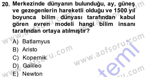 Okulöncesinde Fen Eğitimi Dersi 2014 - 2015 Yılı (Vize) Ara Sınavı 20. Soru