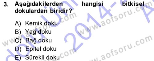 Okulöncesinde Fen Eğitimi Dersi 2014 - 2015 Yılı (Vize) Ara Sınavı 3. Soru