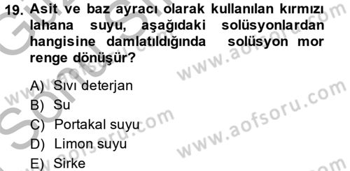 Okulöncesinde Fen Eğitimi Dersi 2014 - 2015 Yılı (Final) Dönem Sonu Sınav Soruları 19. Soru