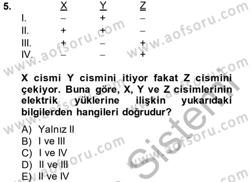 Okulöncesinde Fen Eğitimi Dersi 2014 - 2015 Yılı (Final) Dönem Sonu Sınav Soruları 5. Soru