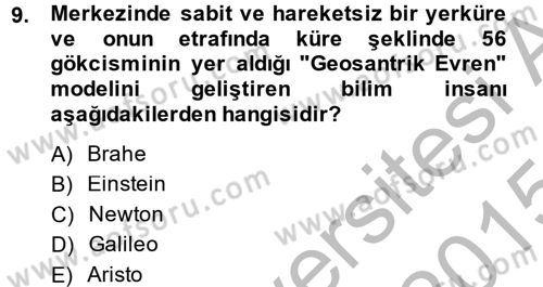 Okulöncesinde Fen Eğitimi Dersi 2014 - 2015 Yılı (Final) Dönem Sonu Sınav Soruları 9. Soru