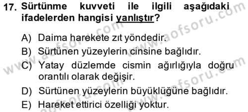Okulöncesinde Fen Eğitimi Dersi 2014 - 2015 Yılı Tek Ders Sınav Soruları 17. Soru